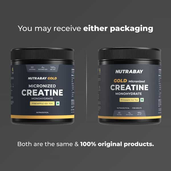 Nutrabay Gold Micronised Creatine Monohydrate Powder | Nabl Lab Tested | 3G/Serving - 120G Pineapple