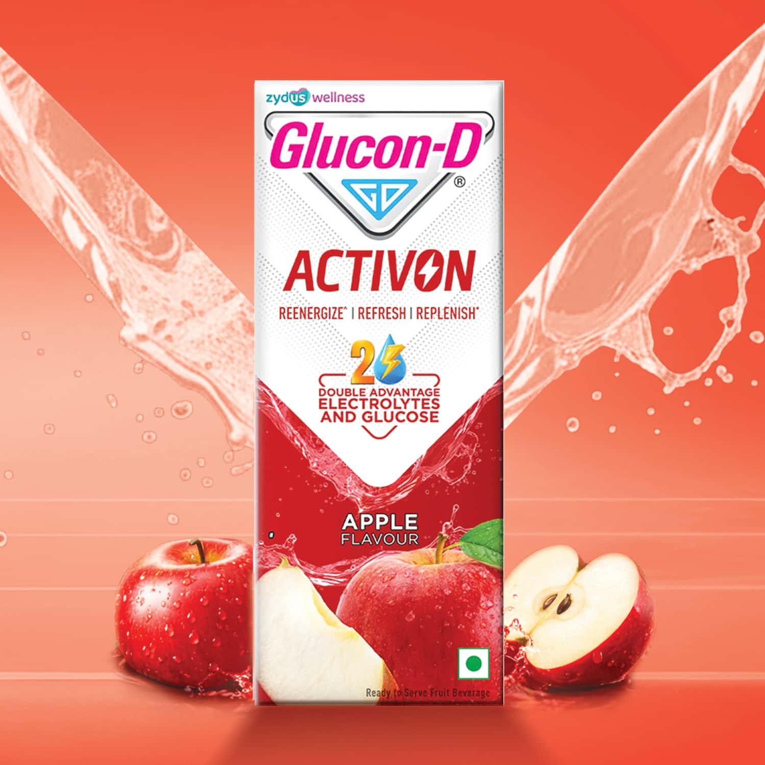 Glucon-d Activon | Electrolyte Energy Drink | Apple Flavour | 200ml
