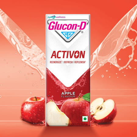 Glucon-D Activon | Ready To Drink Beverage | Replenishes | Reenergizes | Apple Flavour | 200ml