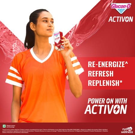 Glucon-D Activon | Ready To Drink Beverage | Replenishes | Reenergizes | Apple Flavour | 200Ml