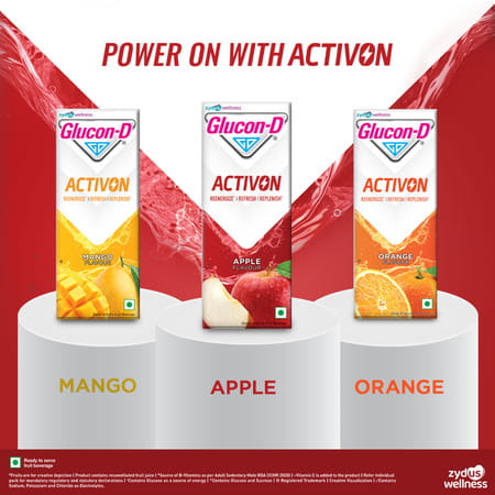 Glucon-D Activon | Ready To Drink Beverage | Replenishes | Reenergizes | Apple Flavour | 200Ml