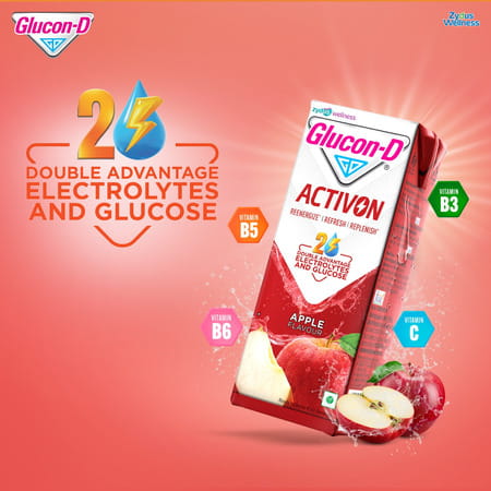 Glucon-D Activon | Electrolyte Energy Drink | Apple Flavour | 200ml