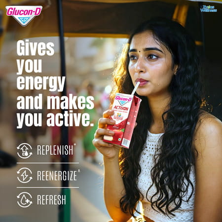 Glucon-D Activon | Electrolyte Energy Drink | Apple Flavour | 200ml