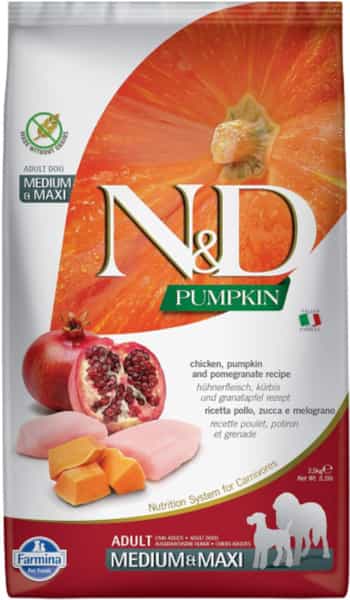 Farmina N&D Pumpkin Adult Medium/Maxi Dog Food | Chicken | Pomegranate & Pumpkin | 2.5Kg