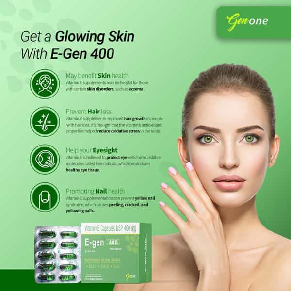 Genone Egen 400 Vitamin E Capsules For Skin And Hair (30 Capsules )