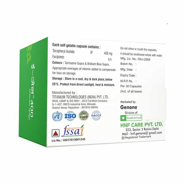 Genone Egen 400 Vitamin E Capsules For Skin And Hair (30 Capsules )