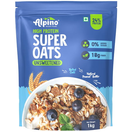 Alpino High Protein Super Rolled Oats Unsweetened Pouch 1 Kg