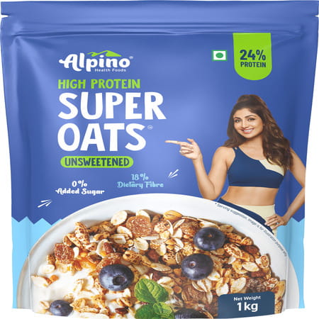 Alpino High Protein Super Rolled Oats Unsweetened Pouch 1 Kg