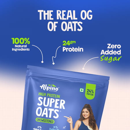 Alpino High Protein Super Rolled Oats Unsweetened Pouch 1 Kg