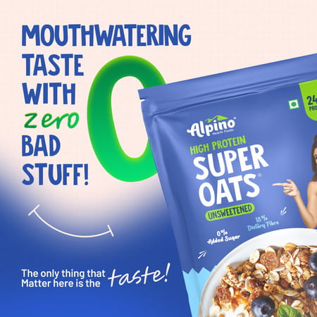Alpino High Protein Super Rolled Oats Unsweetened Pouch 1 Kg