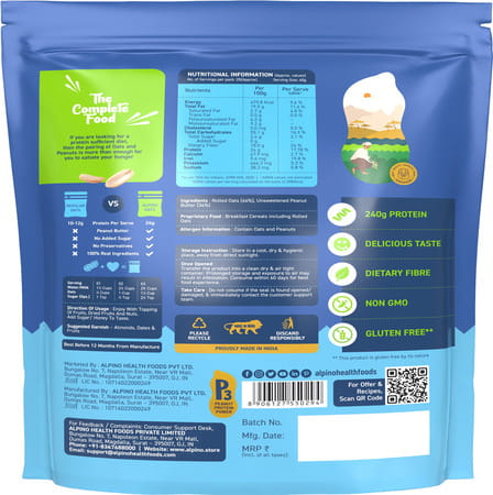 Alpino High Protein Super Rolled Oats Unsweetened Pouch 1 Kg