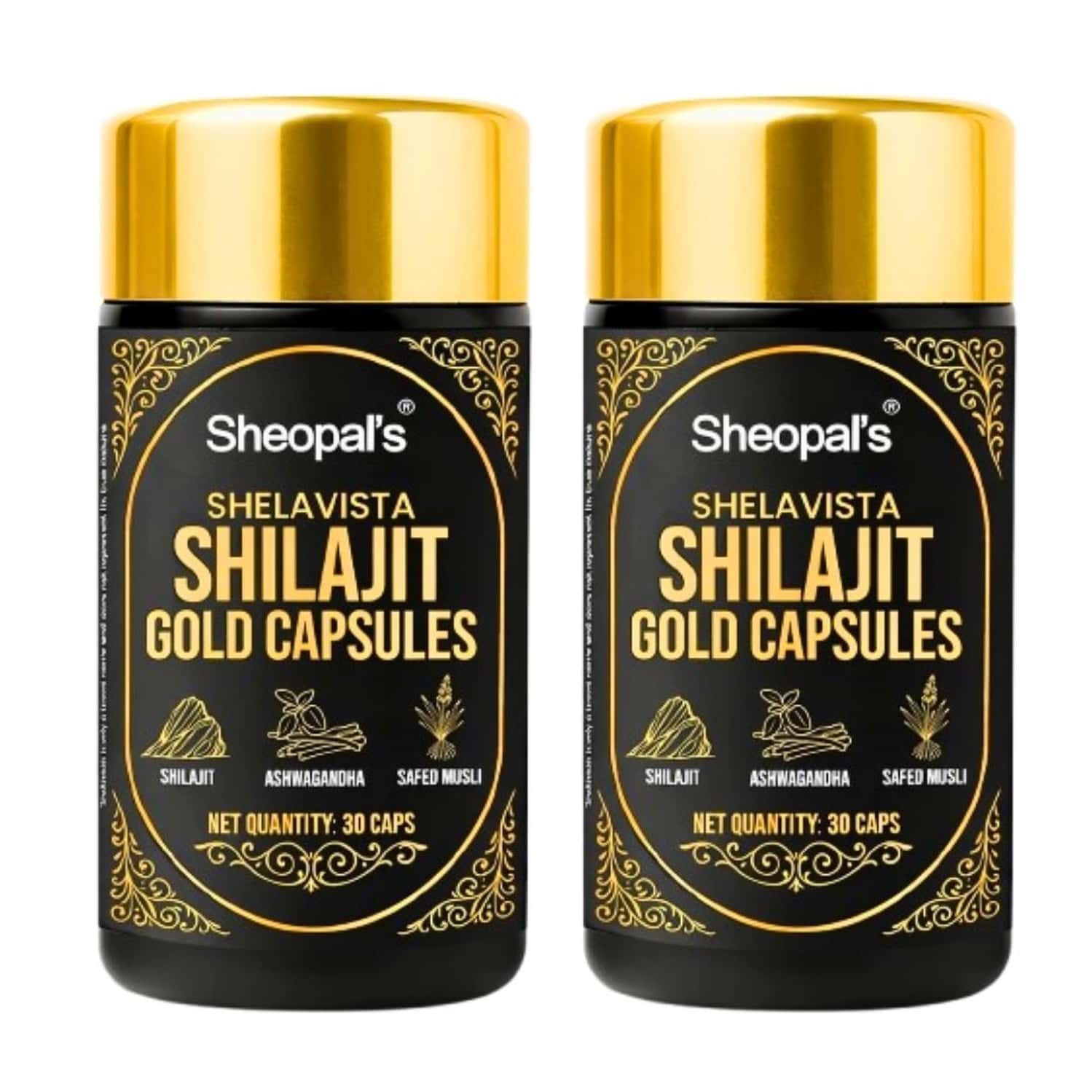 Sheopal's Shelavista Shilajit Gold Capsules With Ashwagandha | Safed Musli (30n | Pack Of 2)
