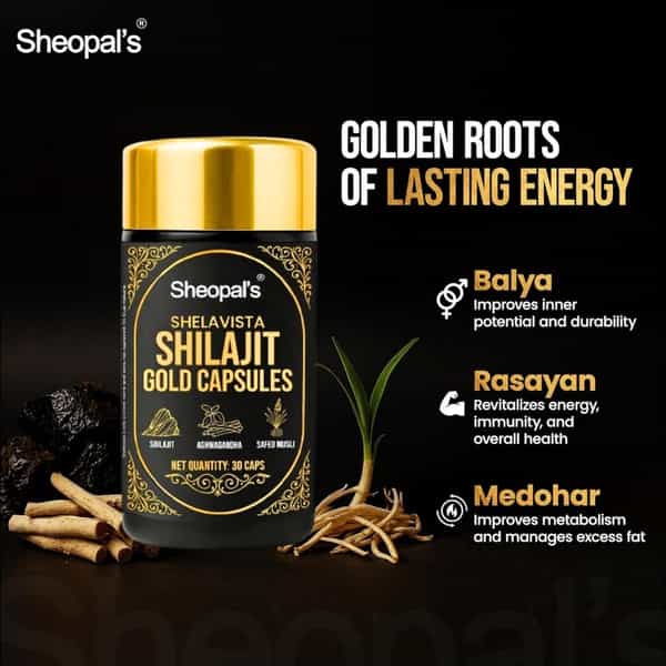 Sheopal's Shelavista Shilajit Gold Capsules With Ashwagandha & Safed Musli | 30 Capsules X 2