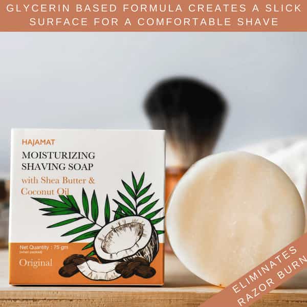 Hajamat Moisturizing Shaving Soap With Shea Butter -Original - 75 Gm-No Post Shave Dryness
