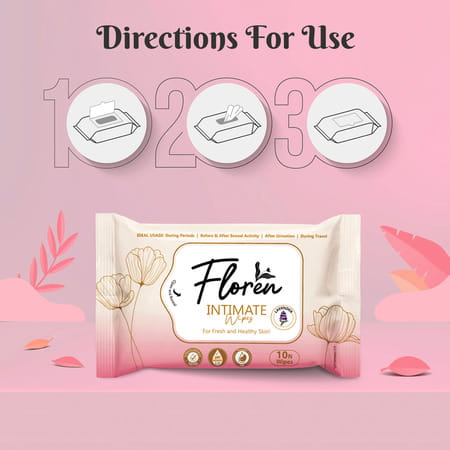 Floren Coconut For Women Protects Against Odour Dermatologically Tested (10-Wipes) - Pack Of 4