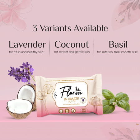 Floren Coconut For Women Protects Against Odour Dermatologically Tested (10-Wipes) - Pack Of 4