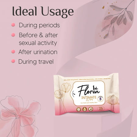 Floren Coconut For Women Protects Against Odour Dermatologically Tested (10-Wipes) - Pack Of 4