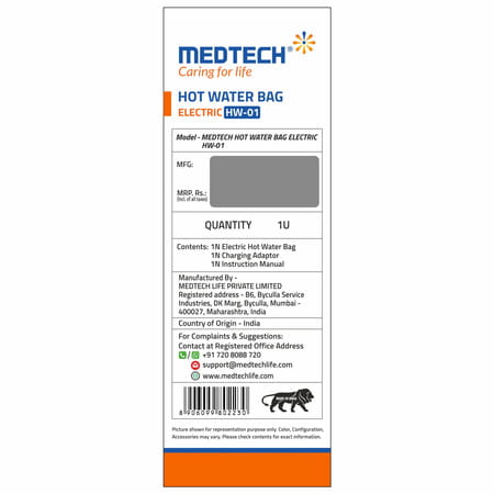 Medtech Premium Electric Hot Water Gel Bag For Pain Relief, Reusable, Heating Bag For Period Cramps