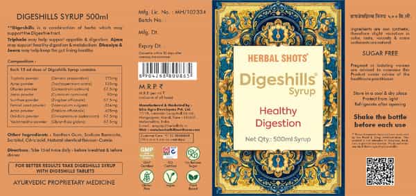 Herbal Hills Digeshills Herbal Shots 500Ml Syrup For Healthy Digestion