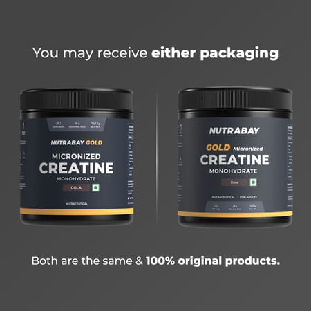 Nutrabay Gold Micronised Creatine Monohydrate Powder | Nabl Lab Tested | 3G/Serving - 120G (Cola)