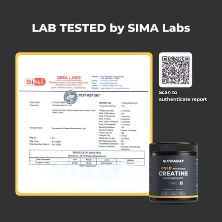 Nutrabay Gold Micronised Creatine Monohydrate Powder | Nabl Lab Tested | 3G/Serving - 120G (Cola)