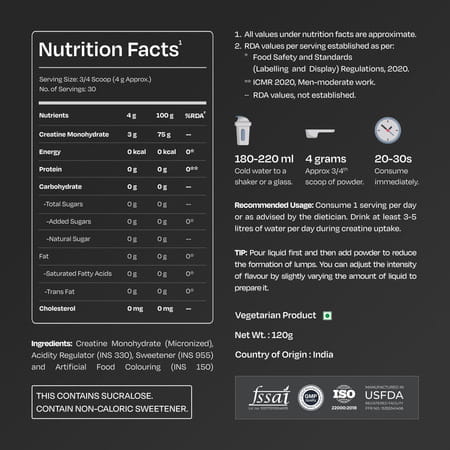 Nutrabay Gold Micronised Creatine Monohydrate Powder | Nabl Lab Tested | 3G/Serving - 120G (Cola)