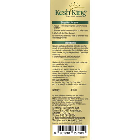 Kesh King Gold Ayurvedic Hair Oil With 21 Herbs And Gro-Biotin 450 Ml