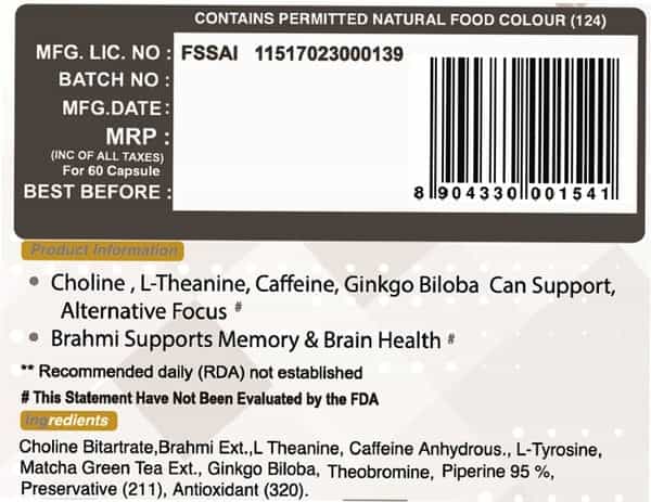 Pharmgrade Limitless Nootropics Brain Booster Supplement - Brahmi Extract - 60 Tablets