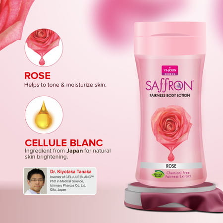 Vi-John Saffron Fliptop Rose Fairnes Body Lotion For Men & Women 250ml Pack Of 3