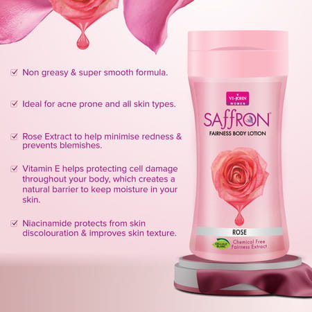 Vi-John Saffron Fliptop Rose Fairnes Body Lotion For Men & Women 250ml Pack Of 3