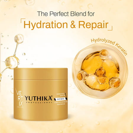 Yuthika Professional Vertix Hydrolyzed Keratin Hair Mask For Chemically Treated Hair 150Ml