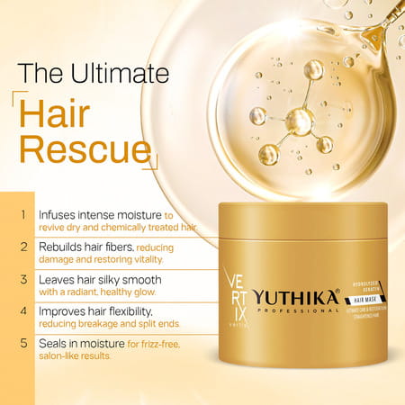 Yuthika Professional Vertix Hydrolyzed Keratin Hair Mask For Chemically Treated Hair 150Ml