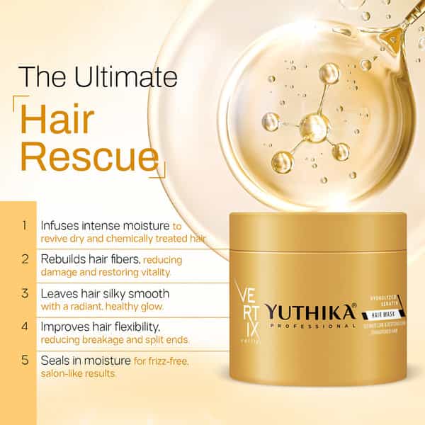 Yuthika Professional Vertix Hydrolyzed Keratin Hair Mask For Chemically Treated Hair 150Ml