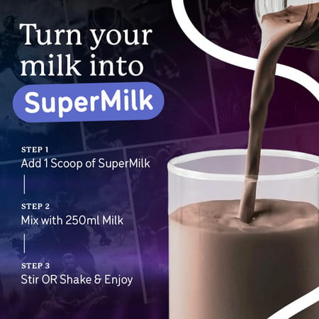 Gritzo Supermilk Athlete Black Panther (13+Y Boy & Girl) | 17G Protein Powder (Cafe Mocha | 400G)