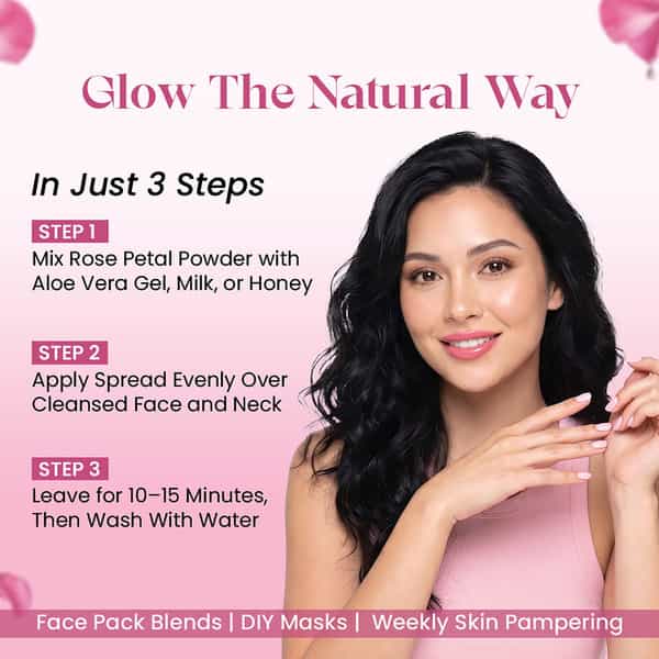 Raw Tatva Rose Petal Powder For Skin Hydration & Natural Radiance | All Skin Types | 100G