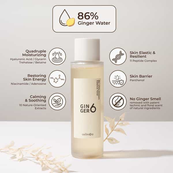 Ginger6 86% Ginger Extract Water Toner For Brightening Anti-Wrinkle - 150 Ml