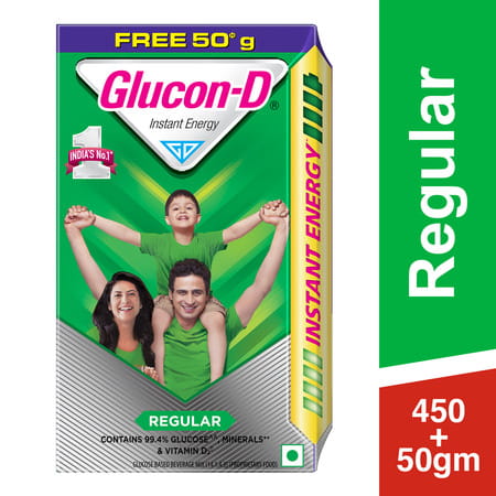 Glucon-D Regular With 3 Benefits Of Energy | Recovery | And Immunity | 450 G ( Get Extra 50g) Refill