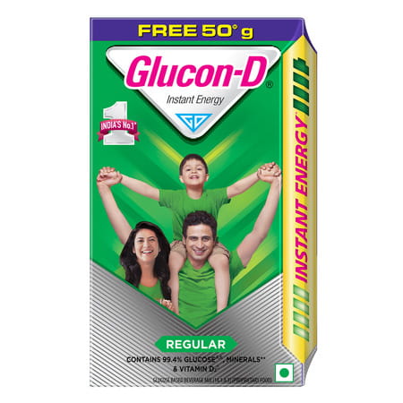 Glucon-D Regular With 3 Benefits Of Energy | Recovery | And Immunity | 450 G ( Get Extra 50g) Refill