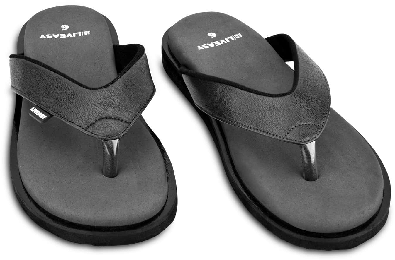 Liveasy Essentials Orthopaedic And Diabetic Comfortable Slippers-black - Mens'uk 7