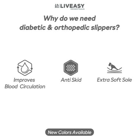 Liveasy Essentials Orthopaedic And Diabetic Comfortable Slippers-Black - Mens'Uk 7