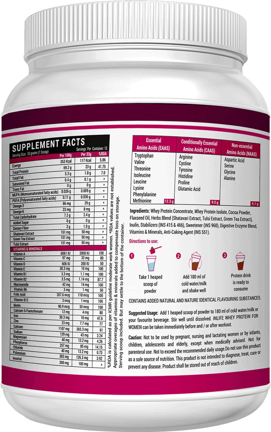 Buy INLIFE WHEY PROTEIN POWDER FOR WOMEN AYURVEDIC HERBS WITH WEIGHT