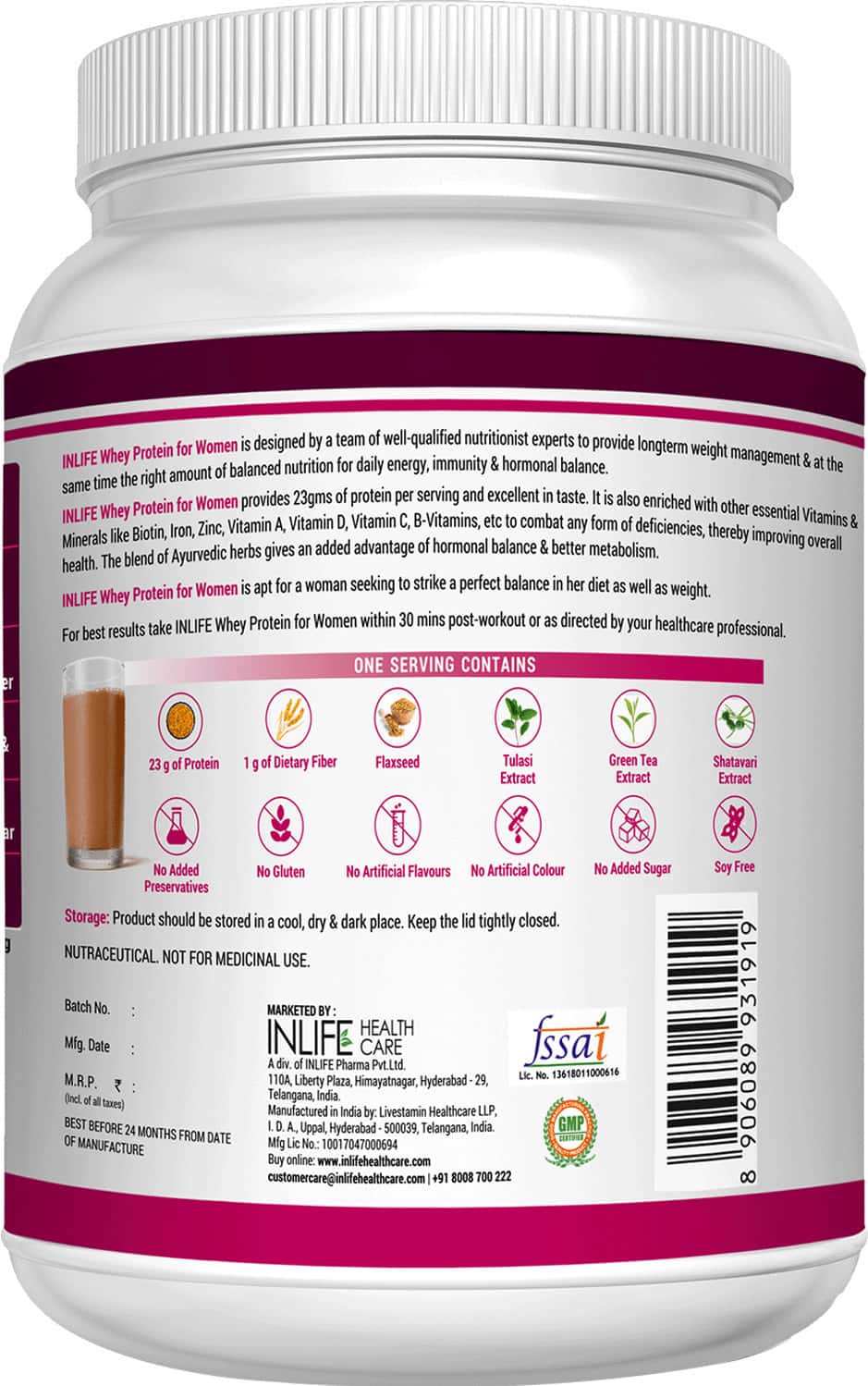 Buy INLIFE WHEY PROTEIN POWDER FOR WOMEN AYURVEDIC HERBS WITH WEIGHT