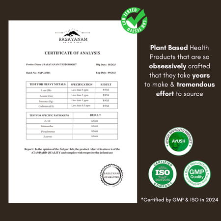 Rasayanam Testoboost For Men | Shilajit | Ashwagandha & Safed Musli (60 Capsules | Pack Of 1)