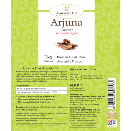 Ayurvedic Life Arjuna Powder - 1 Kg Value Pack Of 4