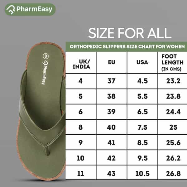 Pharmeasy Women's Diabetic & Orthopedic Slippers -Olive Green - Size Uk 5