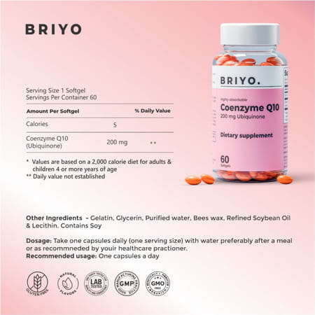 Briyosis Coenzyme Q10 200mg 60 Softgel Capsules