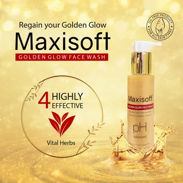 Maxisoft Golden Glow Face Wash | For All Skin Types | Bottle | 100 Ml | Pack Of 3