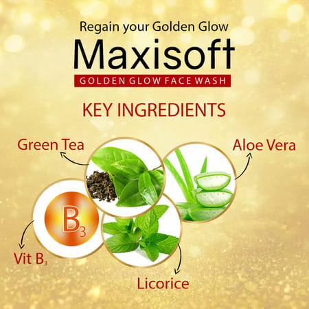 Maxisoft Golden Glow Face Wash | For All Skin Types | Bottle | 100 Ml | Pack Of 3