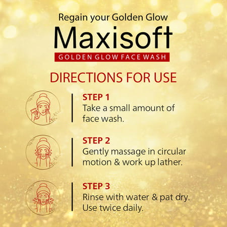 Maxisoft Golden Glow Face Wash | For All Skin Types | Bottle | 100 Ml | Pack Of 3