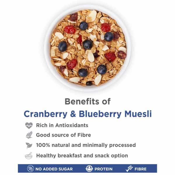 True Elements Cranberry And Blueberry Muesli 1200Gm